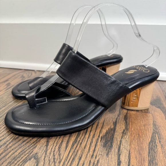 Franco Sarto Goldie black leather heel sandals size 10 - Picture 3 of 7